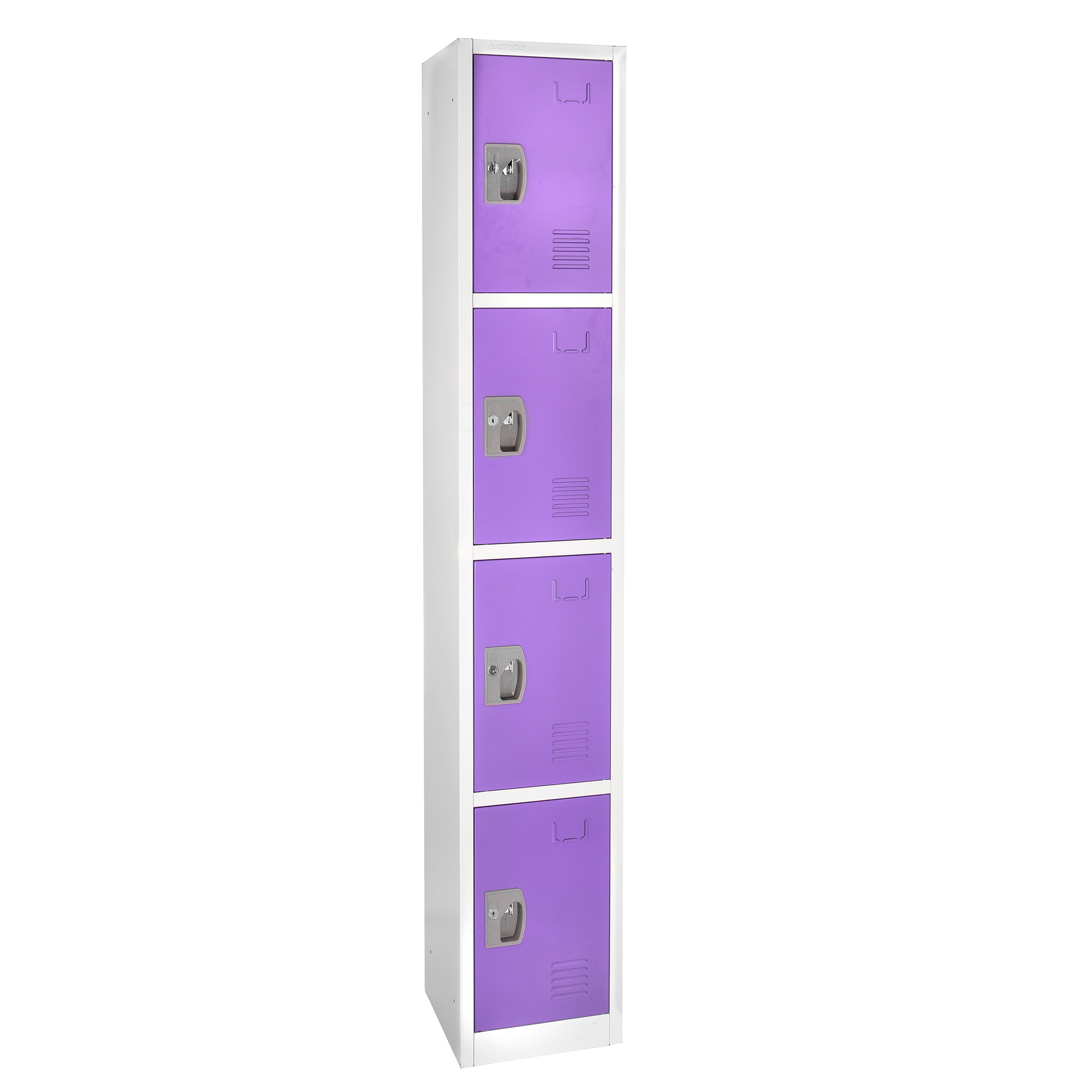Alpine, 72in.H 4-Tier Steel Locker, Purple, 2-Pack, Height 72 in, Width 12 in, Color Purple, Model# ADI629-204-PUR-2